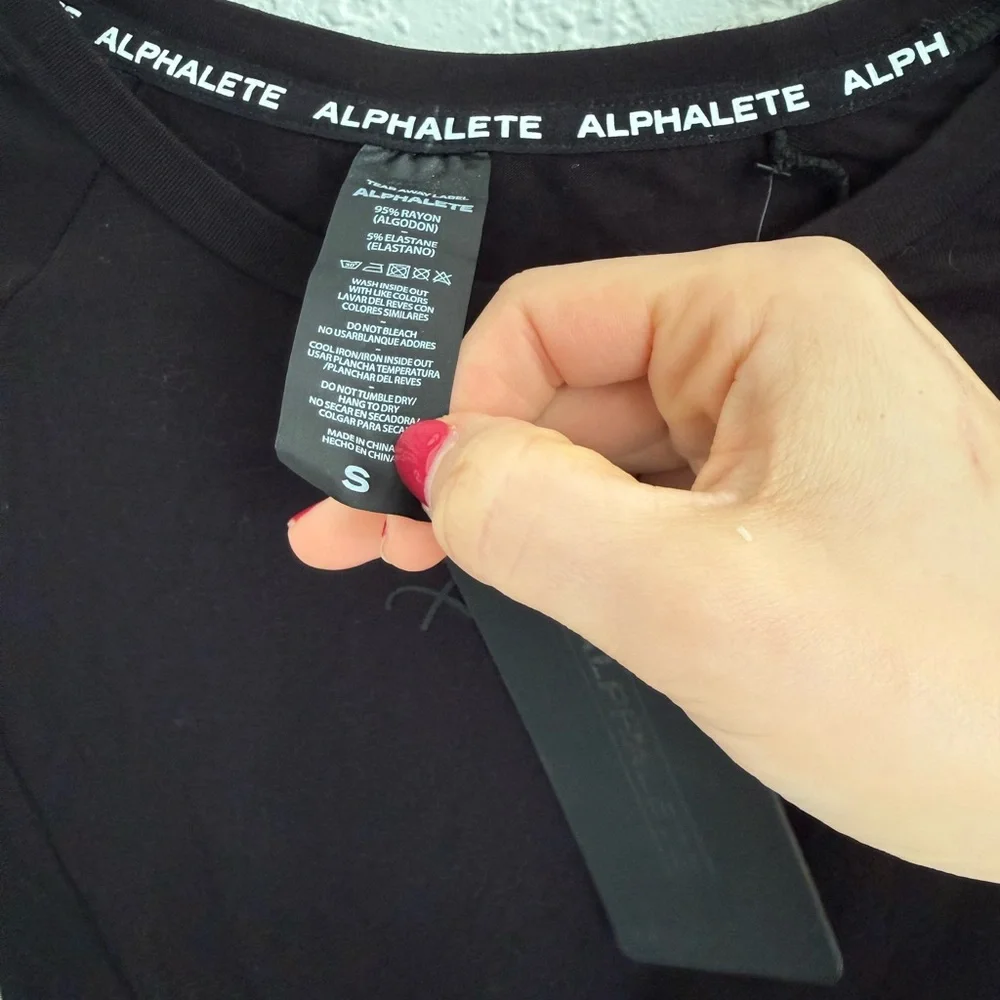 Alphalete Women's Black Tie-Front Long Sleeve Tee - Picture 2 of 3